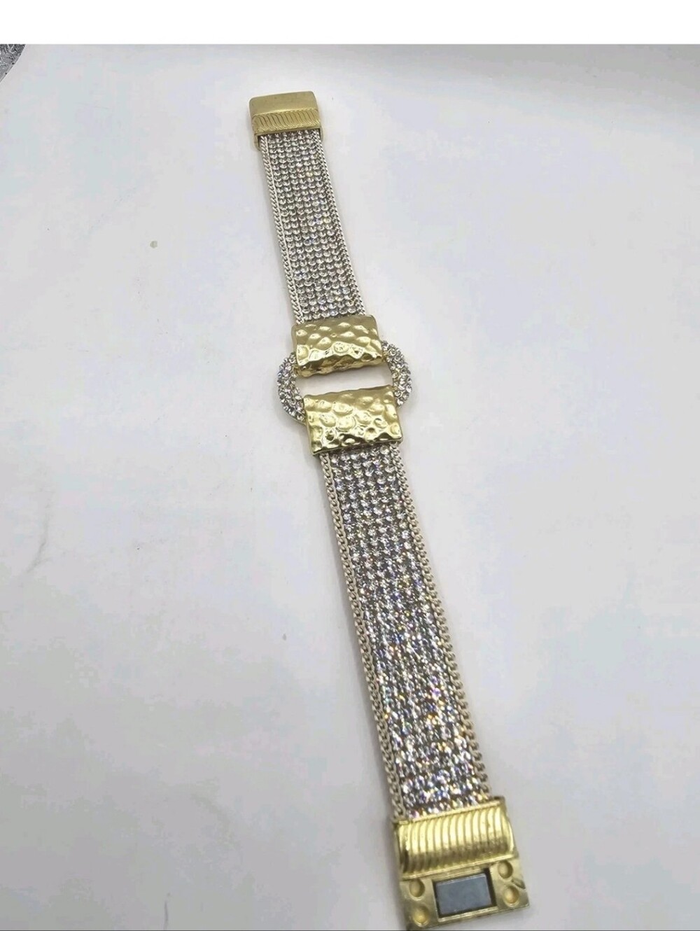 Goldtone Rhinestone Cuff Bracelet - Picture 2 of 3